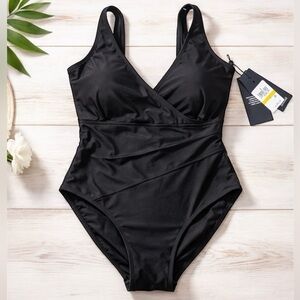 Tommy Hilfiger Black One Piece Swimsuit 14 Compression Fit NWT